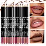 12pcs Lip Liner Pen 12 Colors Professional Lip Liner Pencil and Matte Lip Non-stick Cup Nude Lipstick Pencil SET
