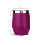 KUUJOJO 12 oz Wine Glass with Lid Stemless Wine Glass Double Walled Vacuum Travel Mug Stainless Steel Coffee Mug
