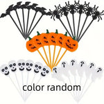 20/50Pcs Halloween Toothpicks DIY Cupcake Topper Pumpkin Ghost Dessert Fruit Picks Sticks Halloween Party Decoration Supplies