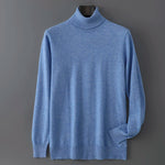 Men's 100% Pure Wool Pullover Sweater For Autumn Winter High Collar Knitted Long Sleeved Loose Solid Color Casual Simple Warmtop