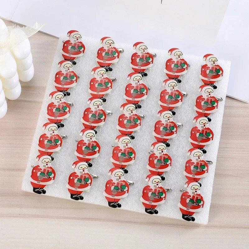 50pcs Flashing Christmas Brooch Pins Light Up Cartoon Badge Gift Stocking Xmas Holiday Party Supplies Costume Accessories