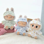 Labubu Mini Pajamas with Eye Mask Three-piece Kawaii 15-17cm V1 V2 Labubu Clothes Cute Idol Plush Doll Accessories