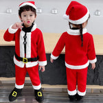 Winter Kids Warm Christmas Party Costume Coat+Pants+Hat+Shoes Covers Boys and Girls Santa Claus Role Play Outfit Xmas Clothing