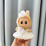 Luxury Plush Wedding Dress Dolls Clothes for Labubu I II Korea Style Fluffy Romantic Wedding Dress Flower Hat Suit for Ladbubu