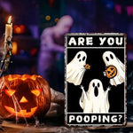Ghost Metal Tin Sign - Retro Halloween Wall Decor, Rustic Bathroom Restroom Iron Plaque Art