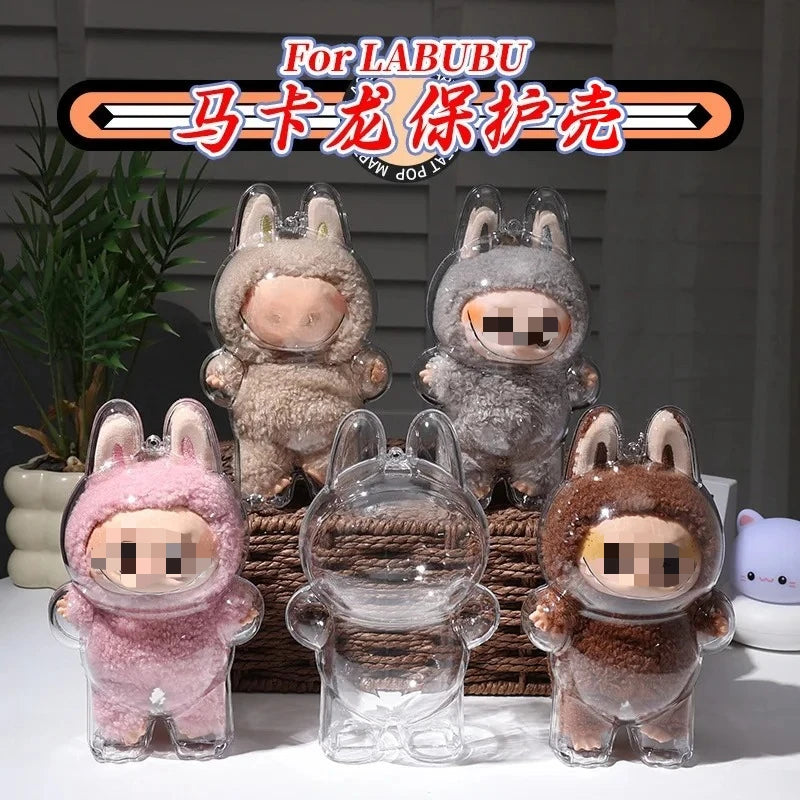 Transparent Protective Cover for Labubu Monster Toy Elf Doll Cover Storage Box Cute Elf Plushie Display Cover for Party Dolls