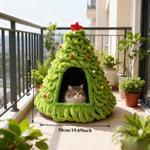 Winter Christmas Tree Cat Nest Handmade /Finished Cat Bed /Winter Warmth Semi Enclosed Dog Nest Felt Cone Pet House 크리스마스 고양이 굴