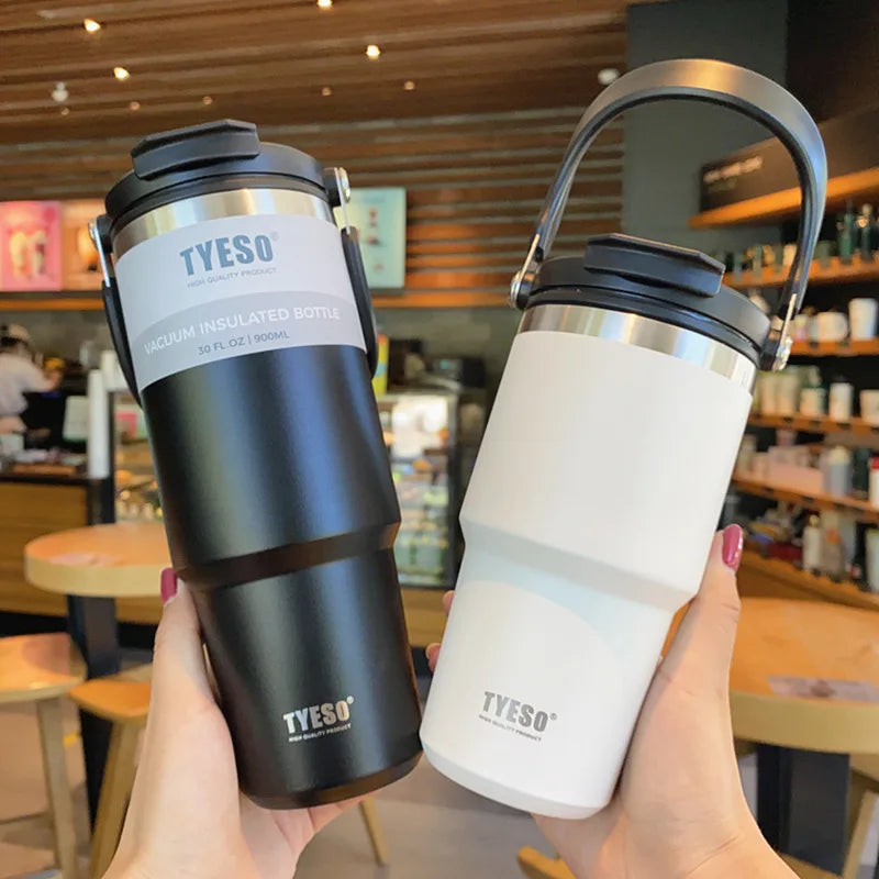 Tyeso 600/750/900/1050/1200ML Stainless Steel Thermos Bottle Car Coffee Cup Sports Water Bottles Keeps Cold and Heat Thermal Mug