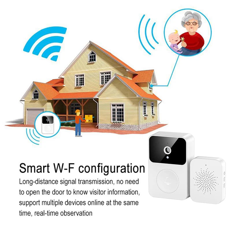 WiFi Video Doorbell 1080P HD Visual Wireless Smart Security Doorbell Camera IR Night Vision 2-Way Audio Real-Time Monitoring