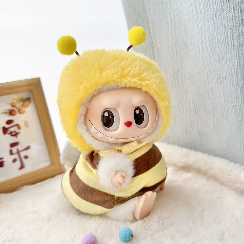 Labubu Doll Clothes Penguin Shark Bee Dinosaur Onesie - Cute Animal Jumpsuit for 17cm Pullip Blythe OB11 BJD
