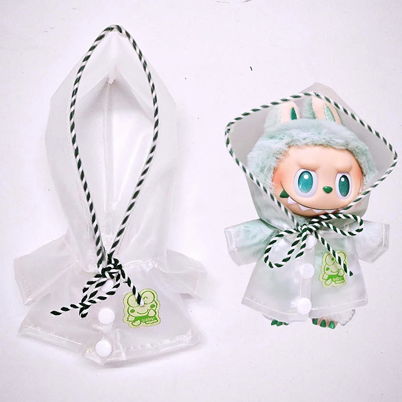 15-17cm Labubu Doll Clothes Dolls Raincoats Waterproof Rain Boots Shoes Set Clothing for Labubu Outfit Match Accessories Toys