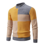 Men’s Mock Neck Pullovers Youthful Vitality Fashion Patchwork Knitted Sweater Men Slim Casual Pullover Autumn Wintr Knitwear Ma