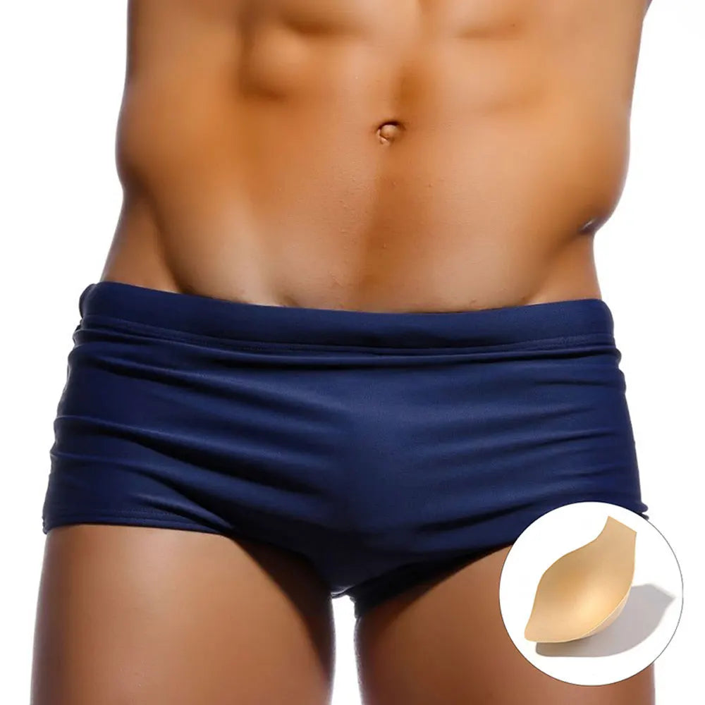 Men’s Solid Color Swim Shorts – Stretch Nylon Surf & Beachwear
