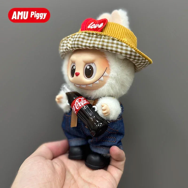 Clothes for Clothes Doll DIY Accessories Pull Cloth Cola Happiness Factor Labubu Clothes Set Doll Outfit Have Shoes