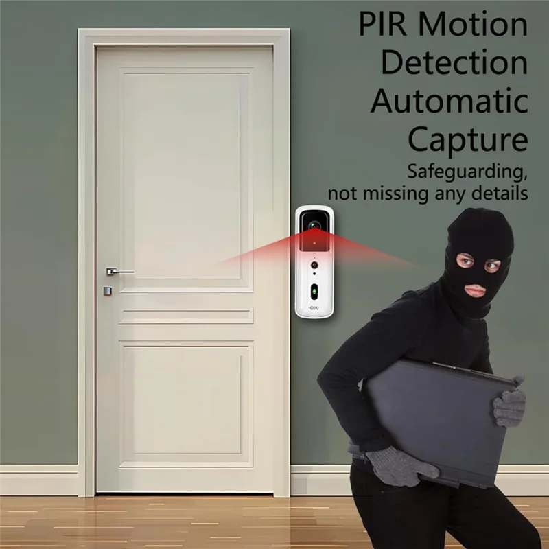 ELECT-Doorbell Camera PIR Motion Detection, Video Intercom Two-Way Audio, NO Wifi/APP, Timbre Con Camara Para Puerta Inalambrico