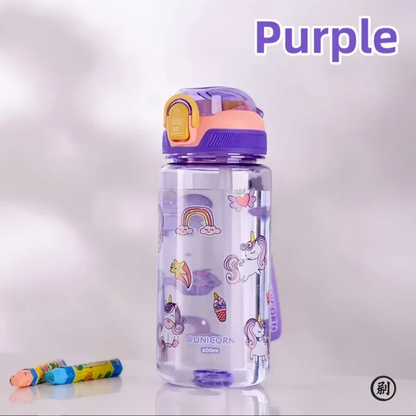 600ml Dinosaur Water Bottle For Kids Water Sippy Cup With Silicone Straw Leakproof Plastic Water Bottles Summer Kids Water Cup