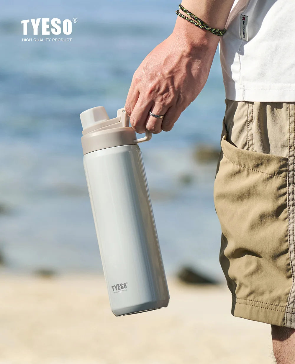 Tyeso Stainless Steel Sports Water Bottle Insulated Leak-Proof Portable Fitness Flask for Outdoor Workouts Travel Vacuum Flasks