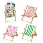 Doll'S Chair Outfit Accessories For Ropa Labubu 10cm cotton doll Summer vacation Wooden beach reclining camping chair ornament