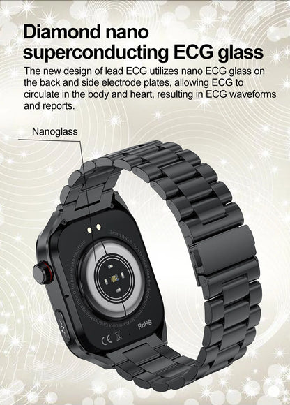 2025 New ECG+PPG Accurate Measure Heart Rate Smart Watch Men Blood Pressure Lipids Uric Acid Bluetooth Call Health Smartwatches