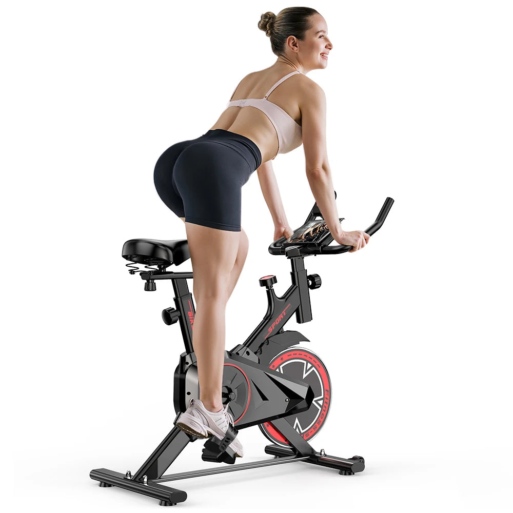 Indoor Exercise Bike 4kg Flywheel Quiet Belt Drive Spin Bike with Adjustable Resistance & LCD Display for Home Cardio Training