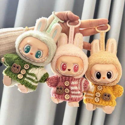 For 15-17 cm V1v2 Labubu Clothes Outfit Labubu Sitting Party Bear Label Scarf Hat Bag Dolls Accessories Cute Decoration Sweater