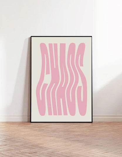 Chaos Typography Art Print and Posters Modernist Wall Art Chaos Quote Canvas Paintings Preppy Aesthetic Living Room Picturess