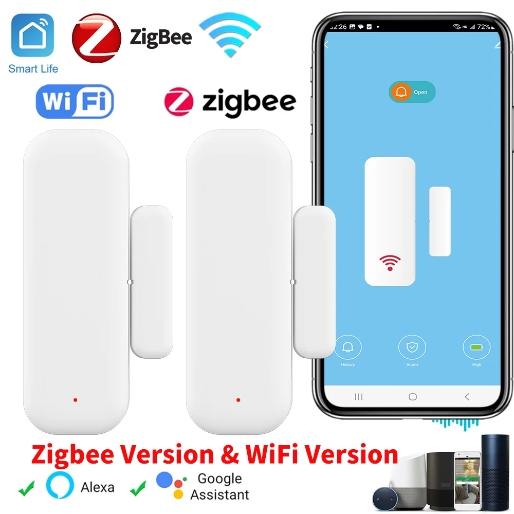 Tuya WiFi Zigbee Door Sensor Window Sensor Contact Sensor For Smart Home Smart Life APP Remote Control for Yandex Alexa