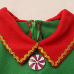 New Year Elf Costume For Kids Girl Boy Green Santa Claus Suit Set With Hat Children Fancy Christmas Party Dress Set Performance