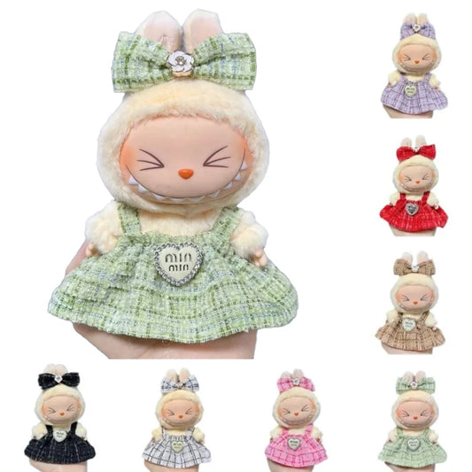 For 17cm Labubu Plush Clothing Doll Exquisite Skirt- Adorable Retro Skirt Set for DIY Clothes Accessories Gift
