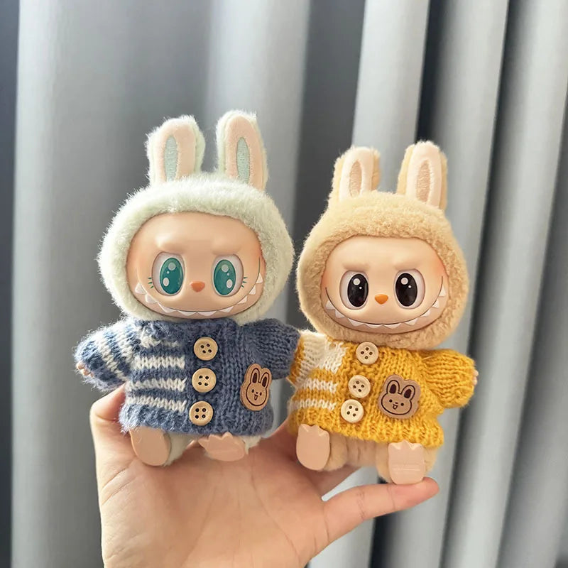 For 15-17 cm V1v2 Labubu Clothes Outfit Labubu Sitting Party Bear Label Scarf Hat Bag Dolls Accessories Cute Decoration Sweater