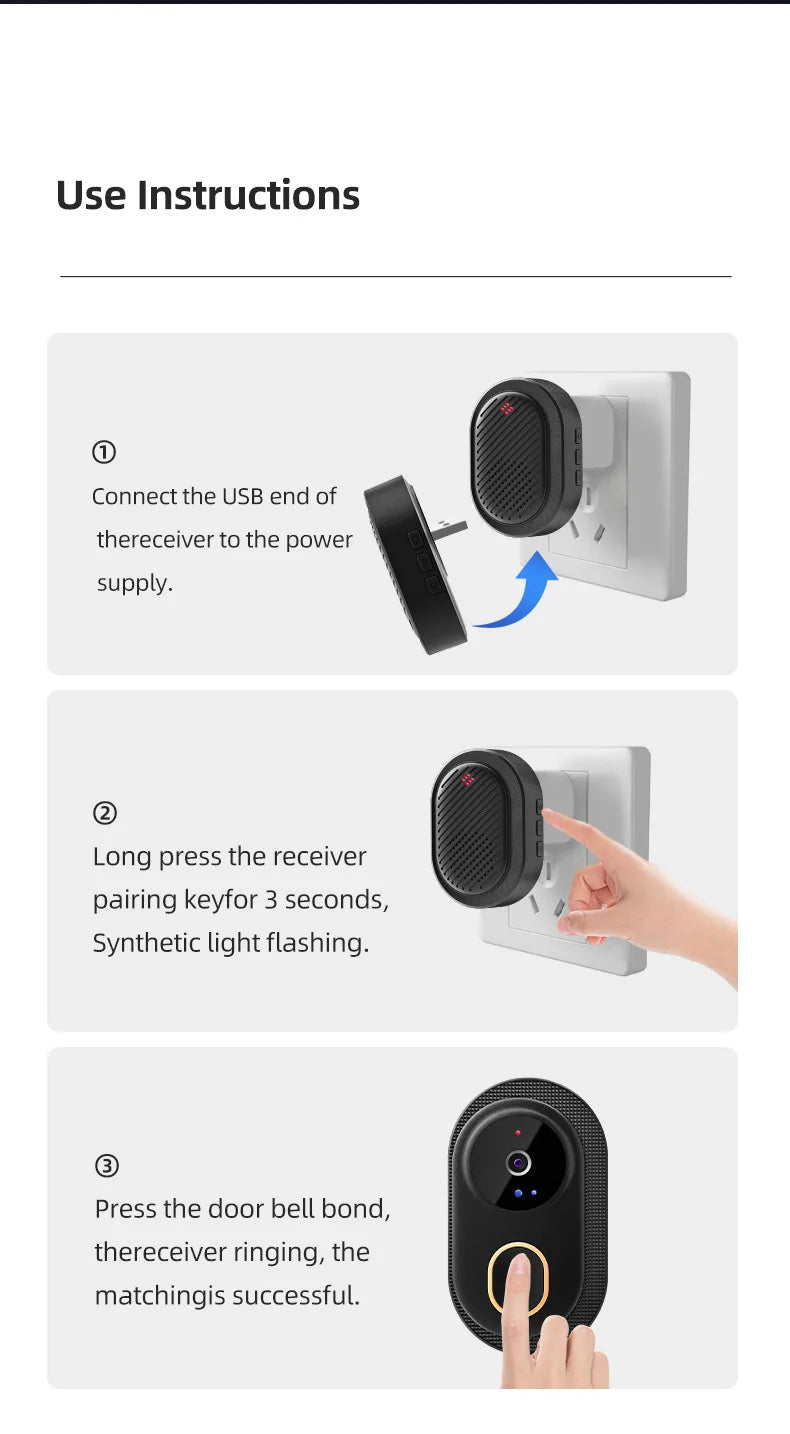 2025 Smart Doorbell Pro: Weatherproof, 1080P Video Intercom & Night Vision, Tuya App Alerts for Home Security Package
