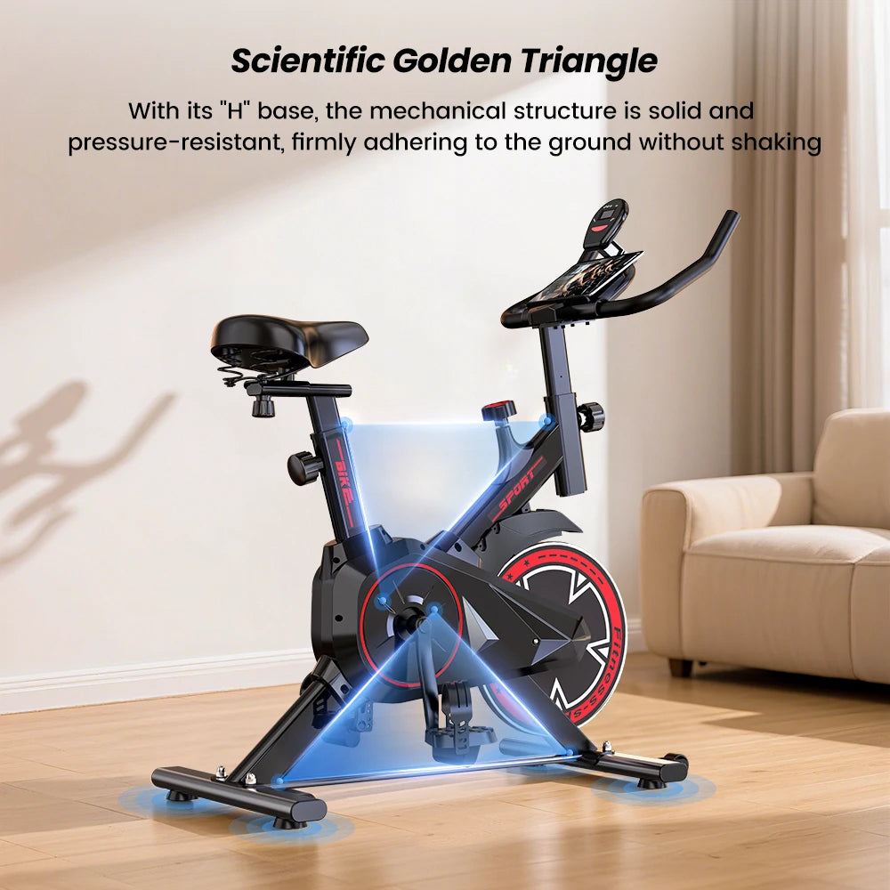Formill QK101 Indoor Spin Bike Quiet Belt Drive Cardio Trainer with Electronic Display & Adjustable Resistance for Home Fitness