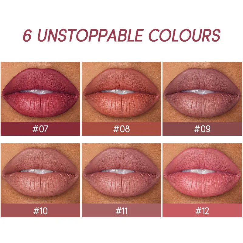 USHAS 12 Color Matte Lipstick Set Long-lasting Waterproof Lipstick + Lip Liner Set Easy Coloring Non-Stick Cup Lip Makeup Suit