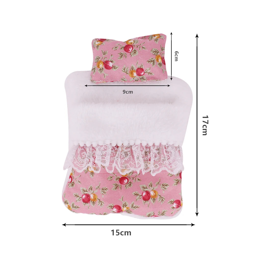 17cm Mini Doll's Accessories Set For Labubu Doll Pop 3Pcs/Set Bed+Quilt+Pillow Pajamas Sleeping Bag Dollhouse Gift,Girl's Toys