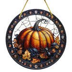 2D Halloween pumpkin circular acrylic sign, suitable for windows, porches, classrooms, courtyards, Halloween decorations, gifts