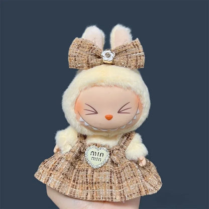 For 17cm Labubu Plush Clothing Doll Exquisite Skirt- Adorable Retro Skirt Set for DIY Clothes Accessories Gift