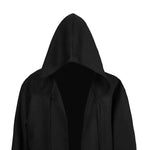 Halloween Medieval Black Robe Cloak Costume Adult Priest Cosplay Hooded Costume and Scary Spooky Loose Cloak for Kids Ladies