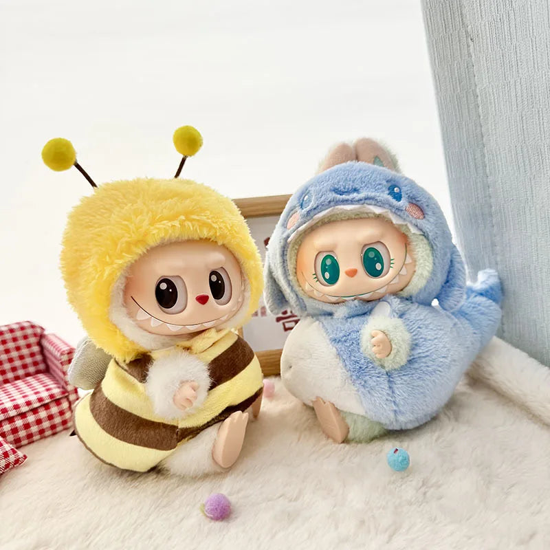 Labubu Doll Clothes Penguin Shark Bee Dinosaur Onesie - Cute Animal Jumpsuit for 17cm Pullip Blythe OB11 BJD