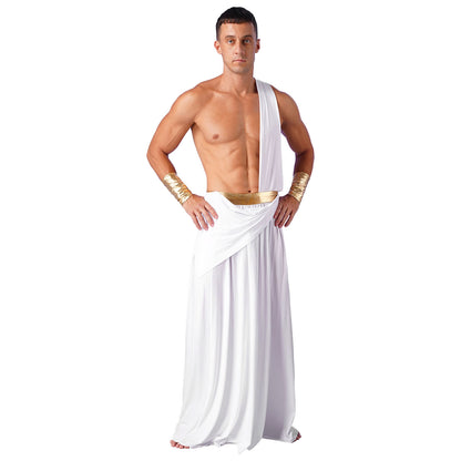 Mens Ancient Greek God Toga Gladiator Costumes Roman Emperor One Shoulder Sleeveless Robe Halloween Medieval Warrior Outfits