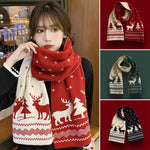Christmas Scarf for Women Men Cute Deer Elk Knitted Scarves Winter Warm Woolen Shawl Girls Christmas Present