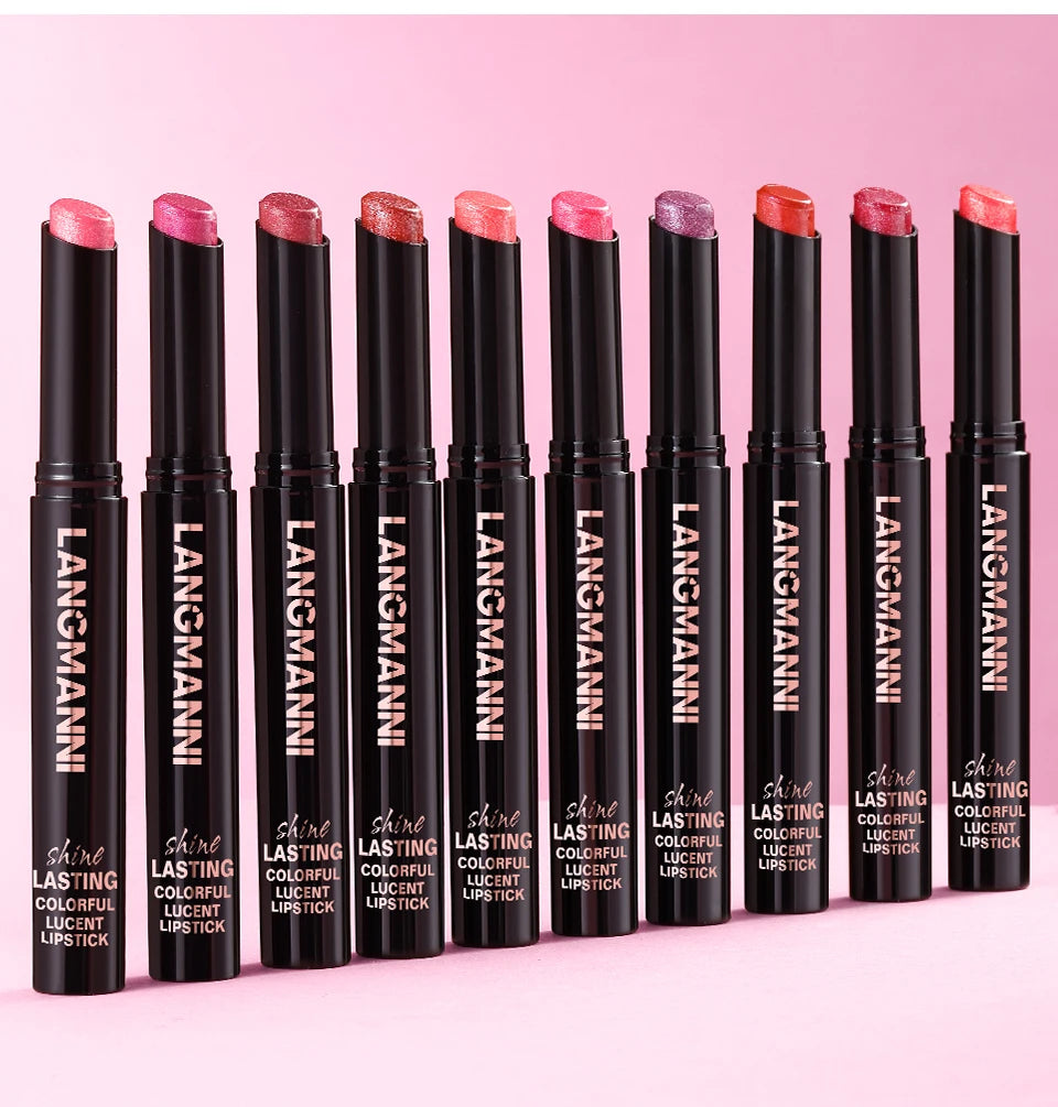 Diamond Pearlescent Lipstick Waterproof Long Lasting Non-stick Cup Matte Velvet Shiny Lipsticks Red Sexy Lips Makeup Cosmetics