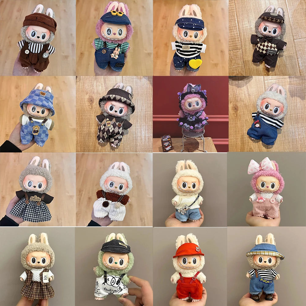 New Labubu Clothing Popular New Products Fashion Velcro 17cm Doll Cute Dress Casual Set Skirt Plush Toy Clothing