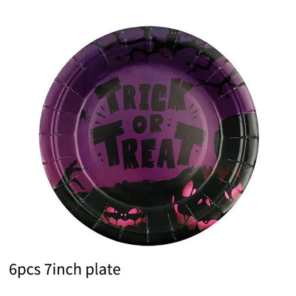 Halloween Themed Disposable Tableware Cups 7 Inch Plates 9 Inch Plates Halloween Party Decoration Supplies Festival Supplies