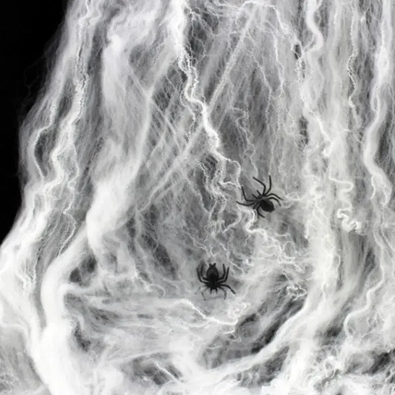 Halloween Decorations Artificial Spider Web Super Stretch Cobwebs with Fake Spiders Scary Party Scene Decor Horror House Props