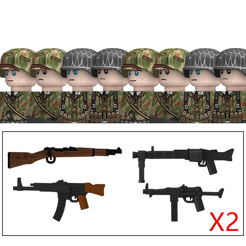 Military WW2 German Navy Armored Troops Building Blocks US 101st Britain Soviet Union Soldiers Infantry Weapons Bricks Toys Kids