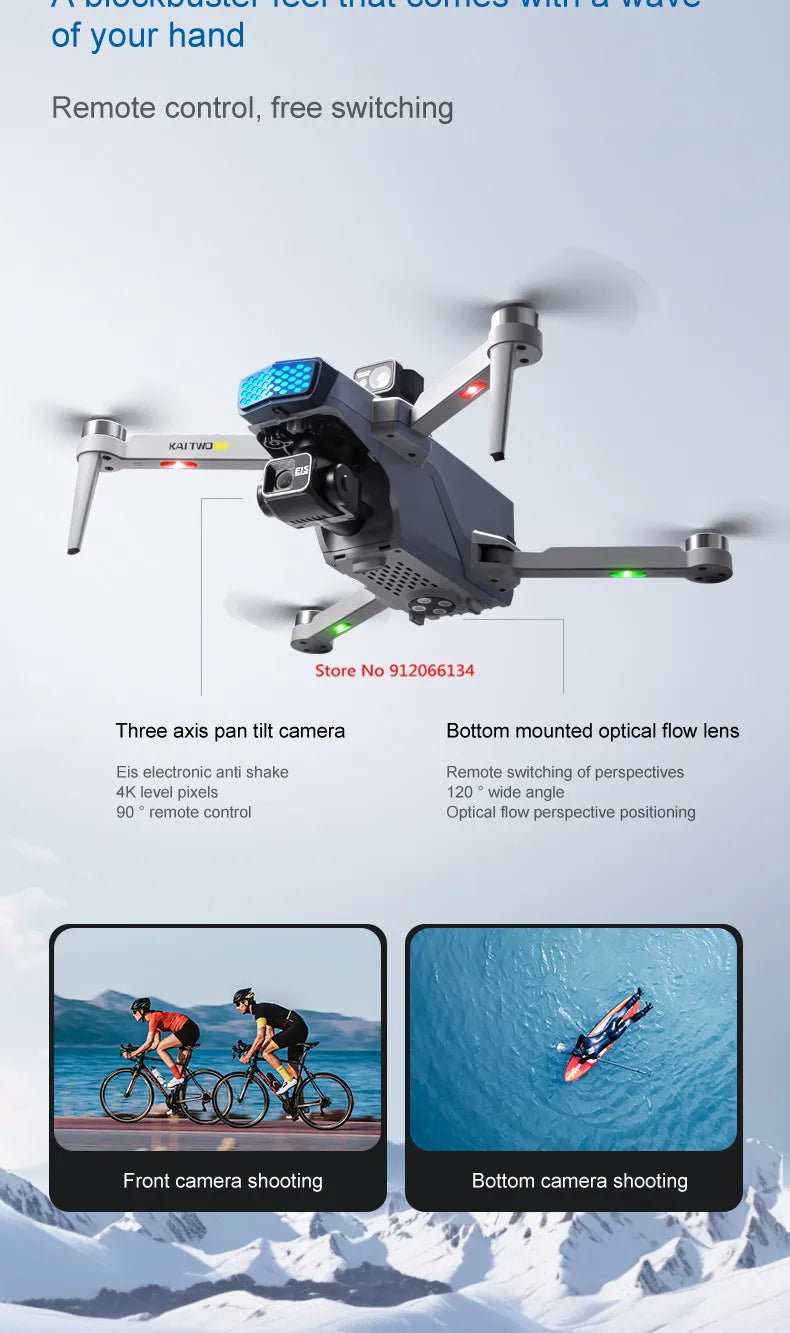 8K ESC 3 Axis Gimbal 360° Obstacle Avoidance WIFI FPV RC Drone 5G Brushless Electric GPS Follow Me Remote Control Quadcopter Toy