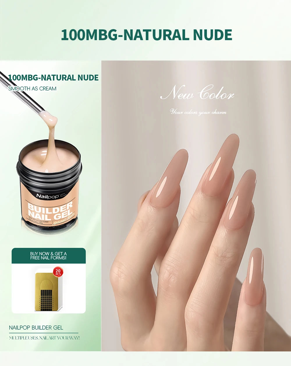 Nailpop Professional Builder Gel UV Hard Gel for Nail Strengthen Quick Building Long Lasting Soak Off Extension Gel 30/100g