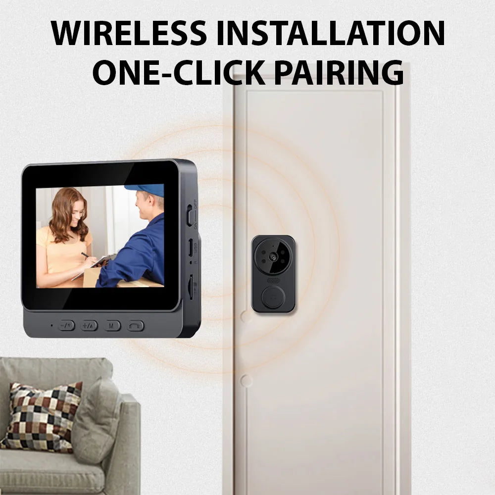 Wireless Video Doorbell with Screen 4.3'' IPS HD Smart Intercom - 2.4G WiFi, Two-Way Talk, Night Vision