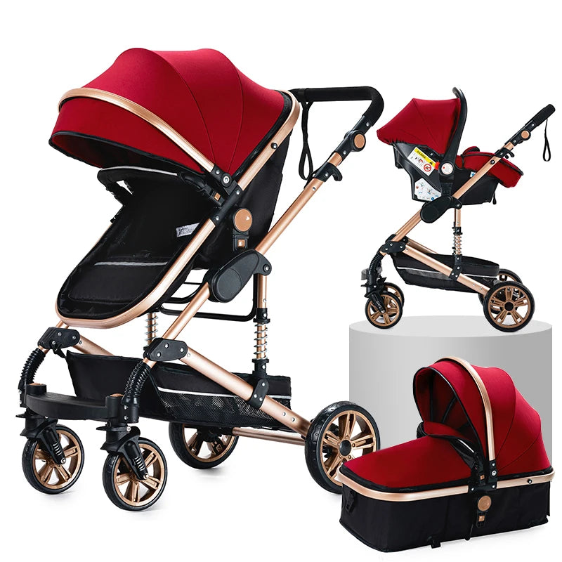 3 in 1 Baby Stroller Prams Lightweight Stroller Compact Foldable Stroller Newborn Stroller Travel System Pushchair Baby Buggy