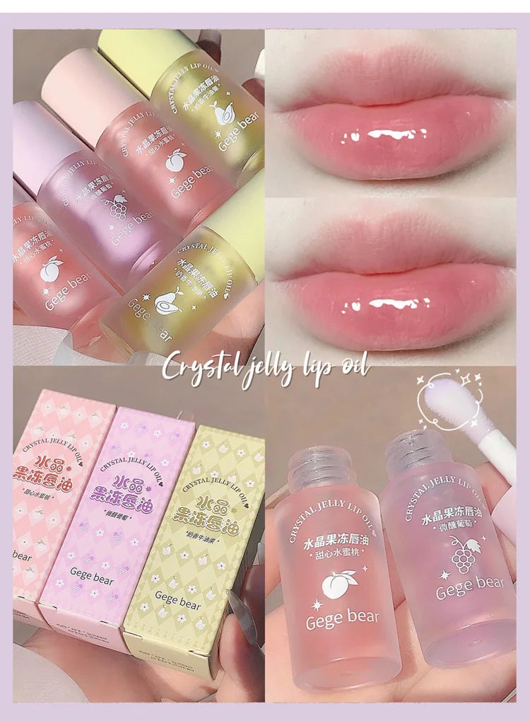 Gege Bear Crystal Jelly Fruit Lip Oil Peach Grape Avacado Hydrating Moisturizing Nourishing And Lightening Lips Line